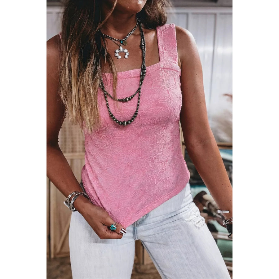 Textured Square Neck Tank Apparel and Accessories