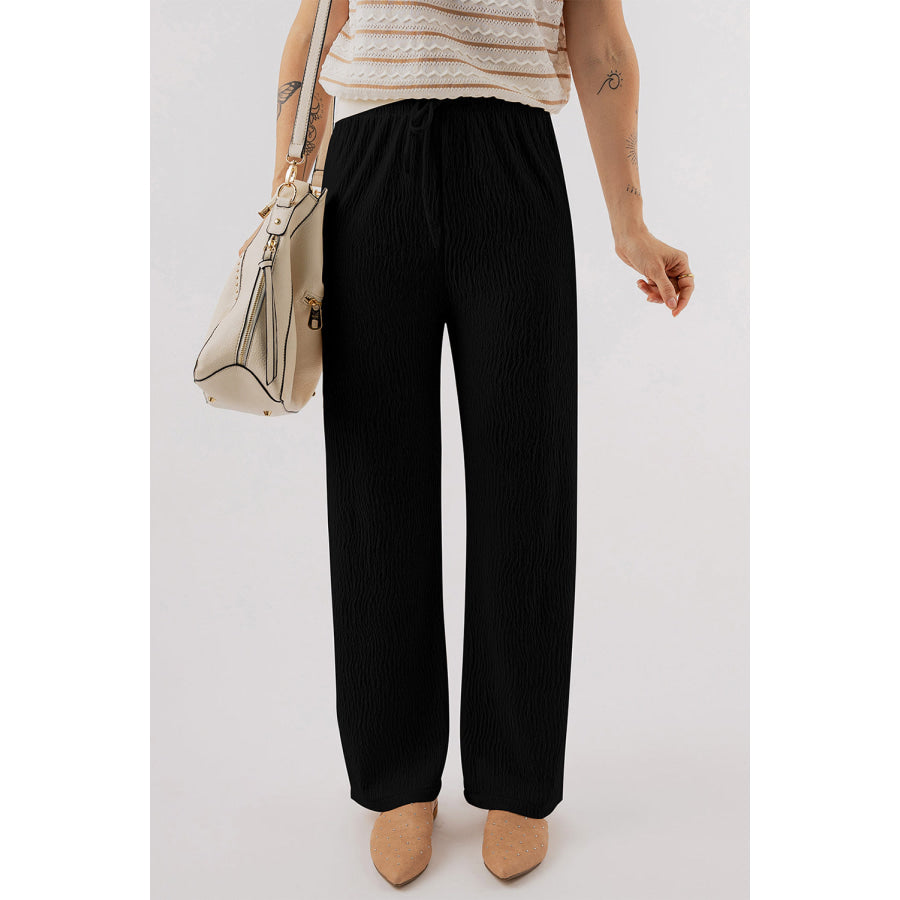 Textured Straight Leg Pants Apparel and Accessories