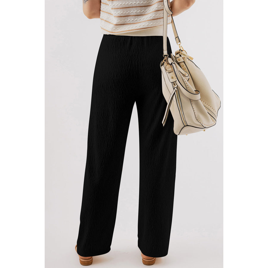 Textured Straight Leg Pants Apparel and Accessories