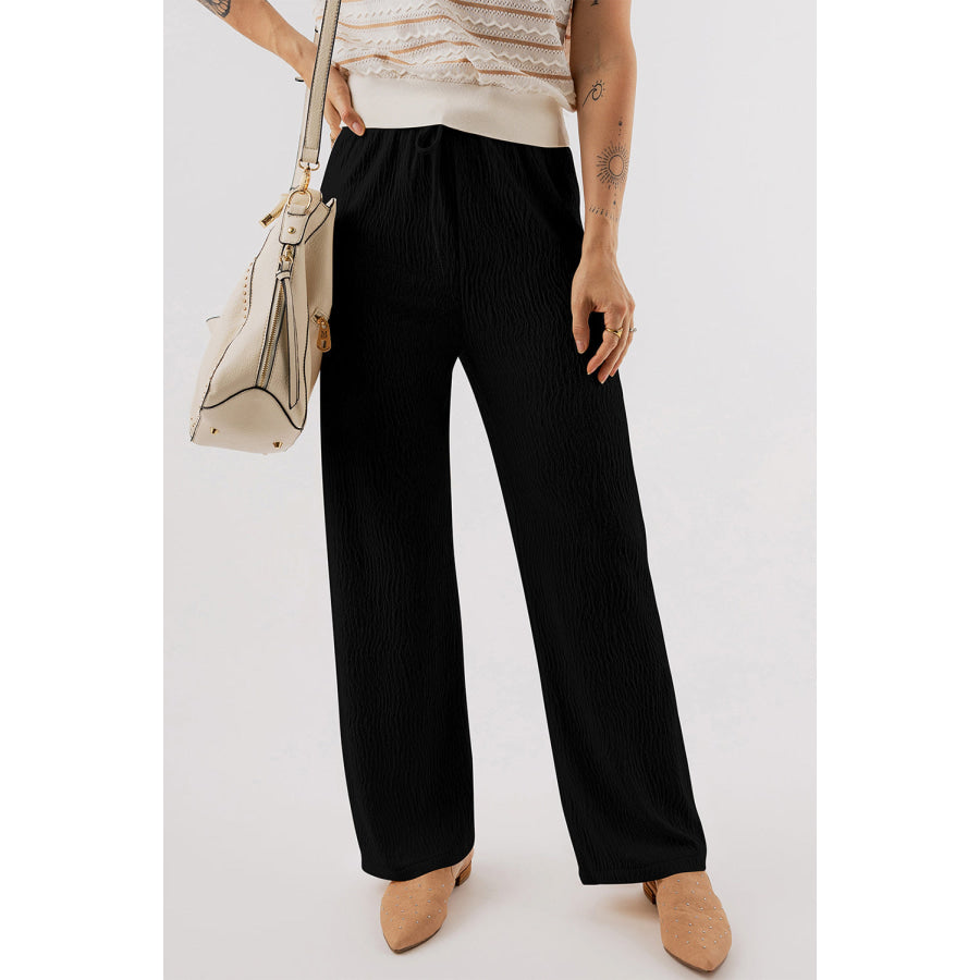 Textured Straight Leg Pants Apparel and Accessories