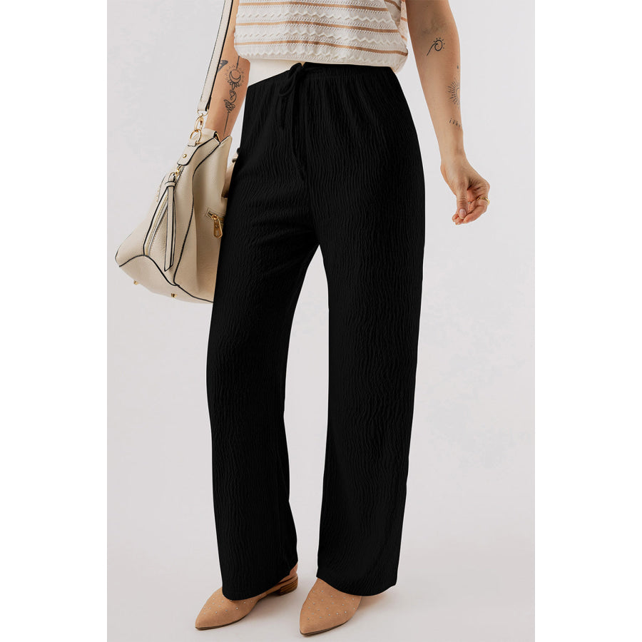 Textured Straight Leg Pants Apparel and Accessories