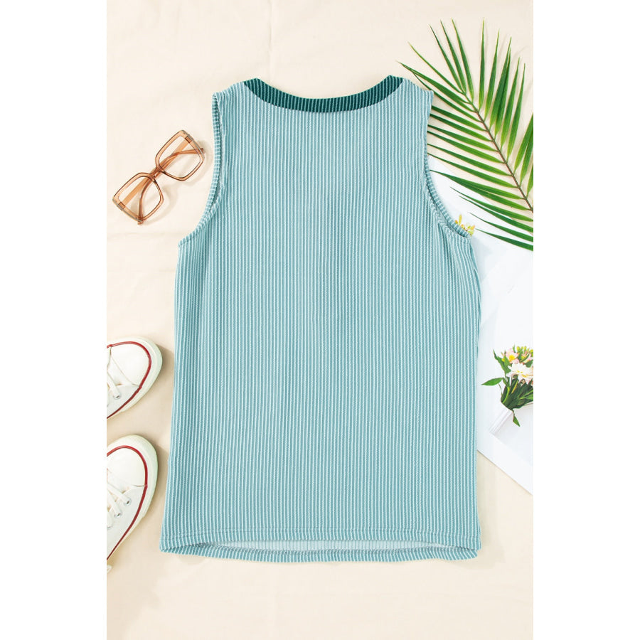 Textured Striped V - Neck Tank Apparel and Accessories