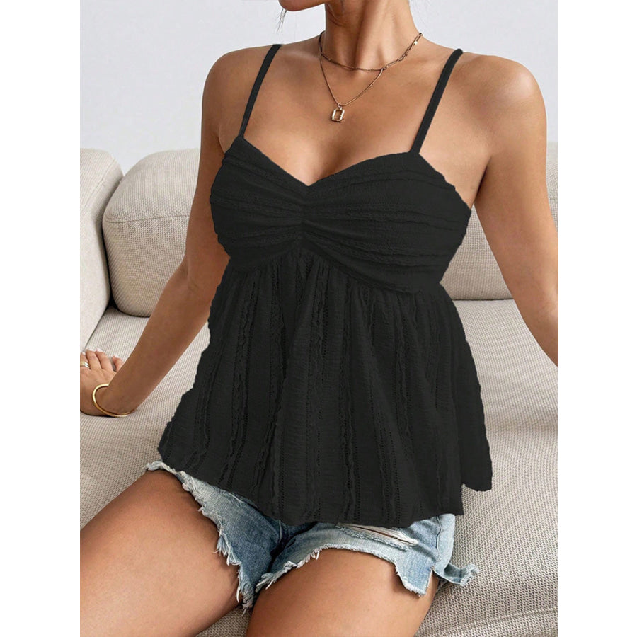 Textured Sweetheart Neck Cami Apparel and Accessories