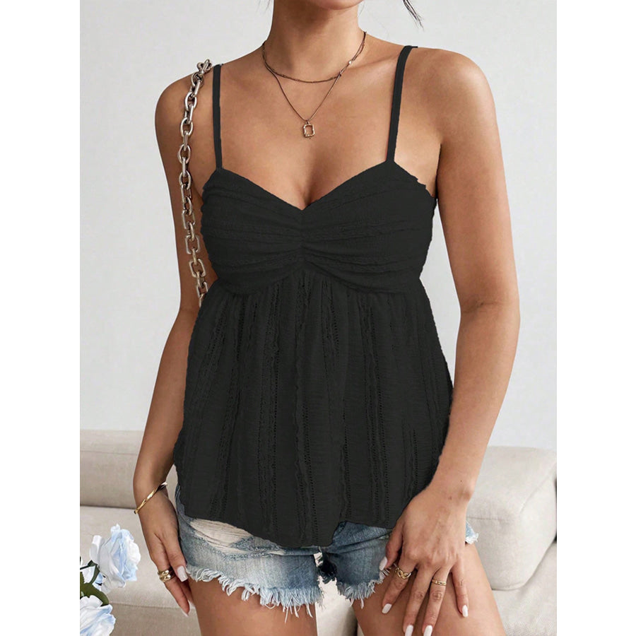 Textured Sweetheart Neck Cami Apparel and Accessories