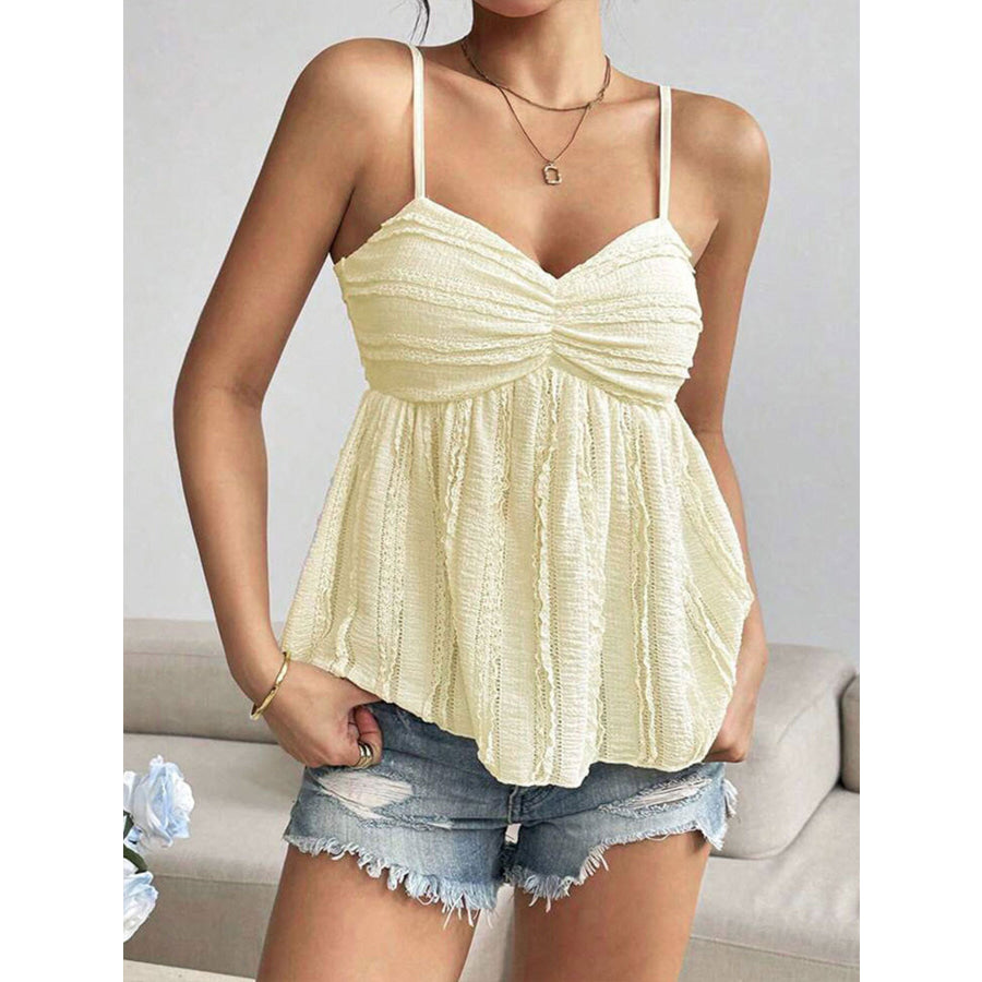 Textured Sweetheart Neck Cami Apparel and Accessories