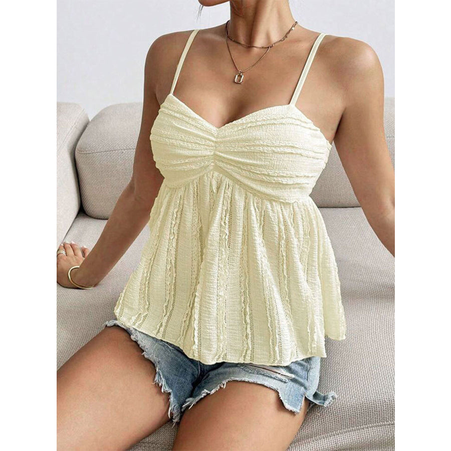 Textured Sweetheart Neck Cami Apparel and Accessories