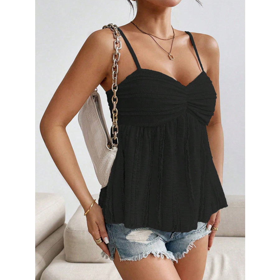 Textured Sweetheart Neck Cami Apparel and Accessories