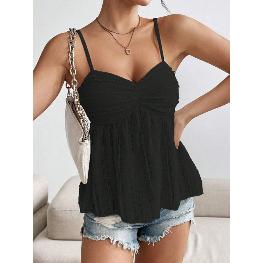 Textured Sweetheart Neck Cami Apparel and Accessories