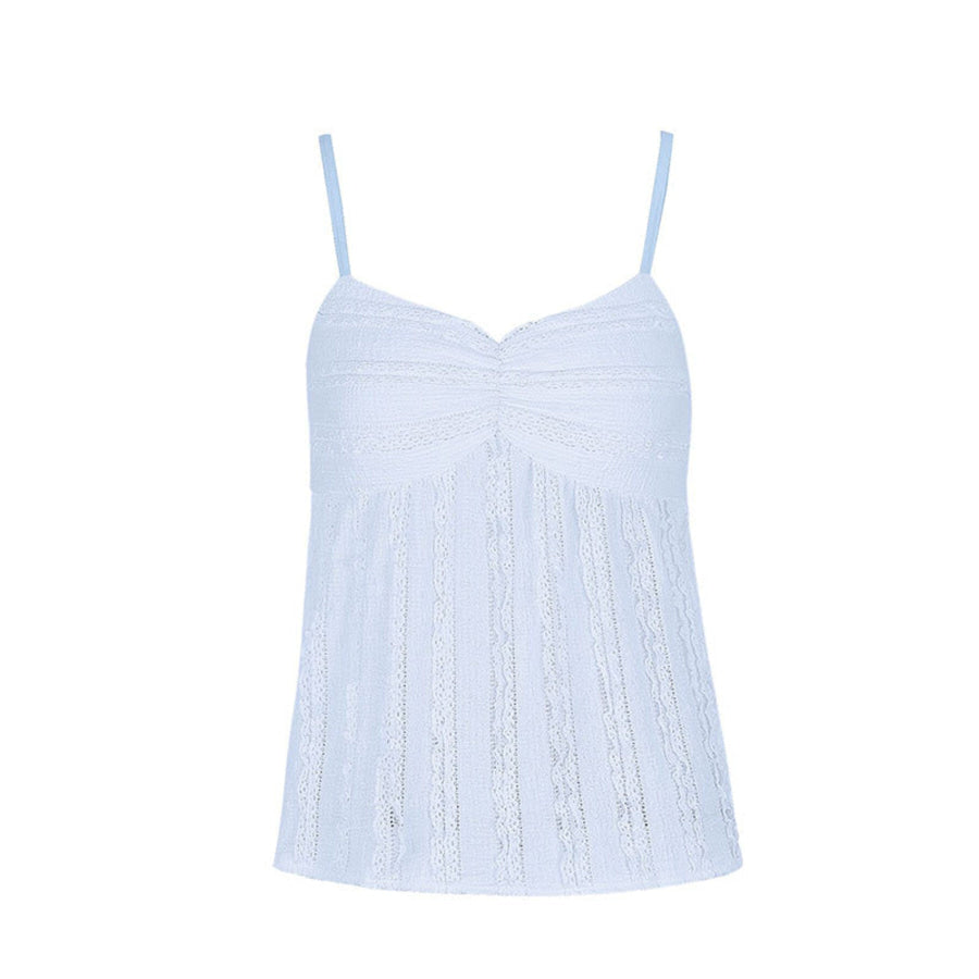 Textured Sweetheart Neck Cami Light Blue / S Apparel and Accessories