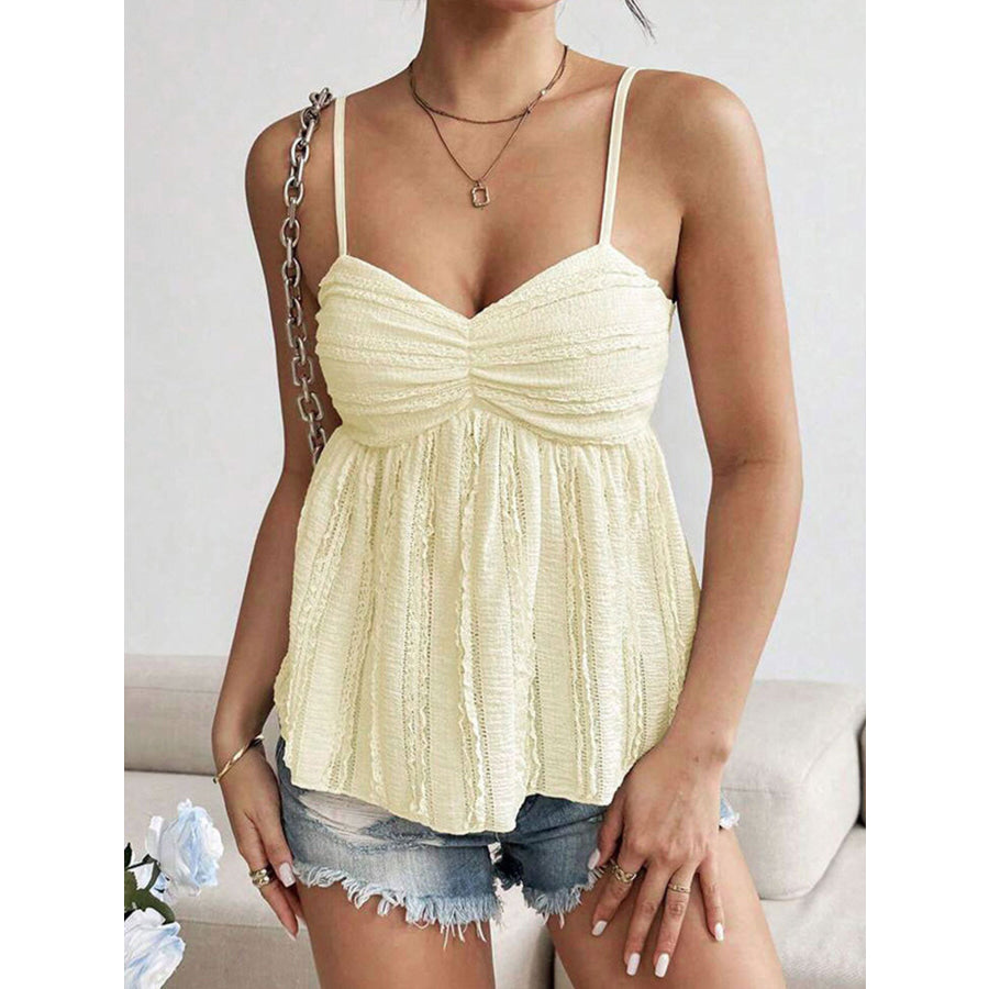 Textured Sweetheart Neck Cami Light Yellow / S Apparel and Accessories