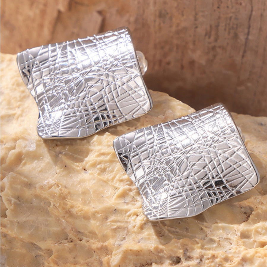 Textured Titanium Steel Stud Earrings Apparel and Accessories