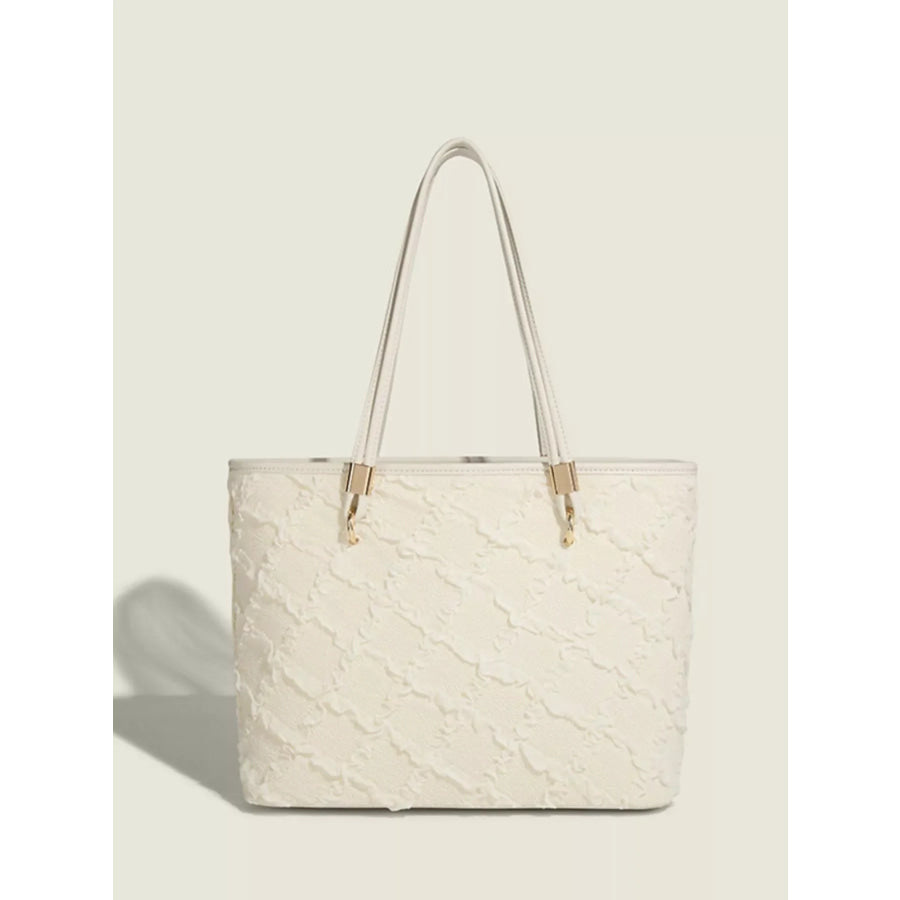 Textured Tote Shoulder Bag White / One Size Apparel and Accessories