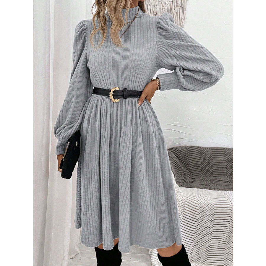 Textured Turtleneck Long Sleeve Dress Apparel and Accessories