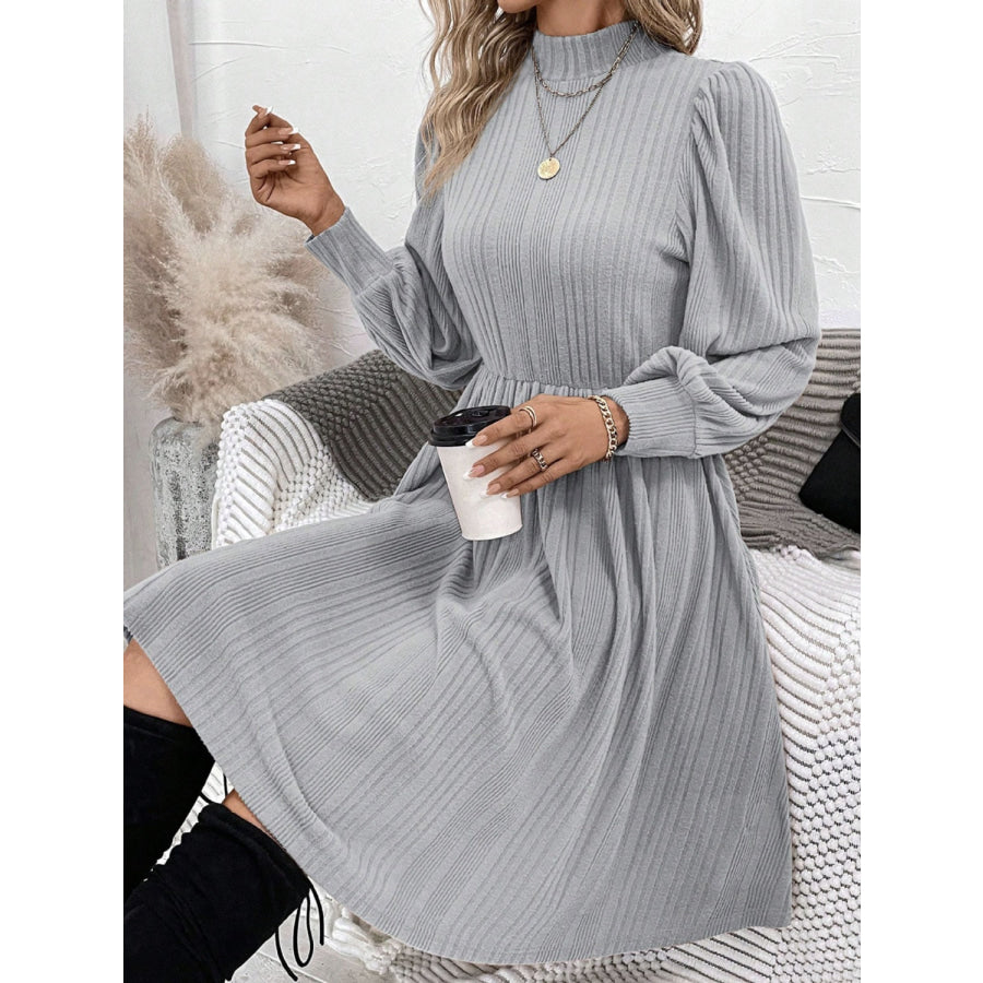 Textured Turtleneck Long Sleeve Dress Apparel and Accessories