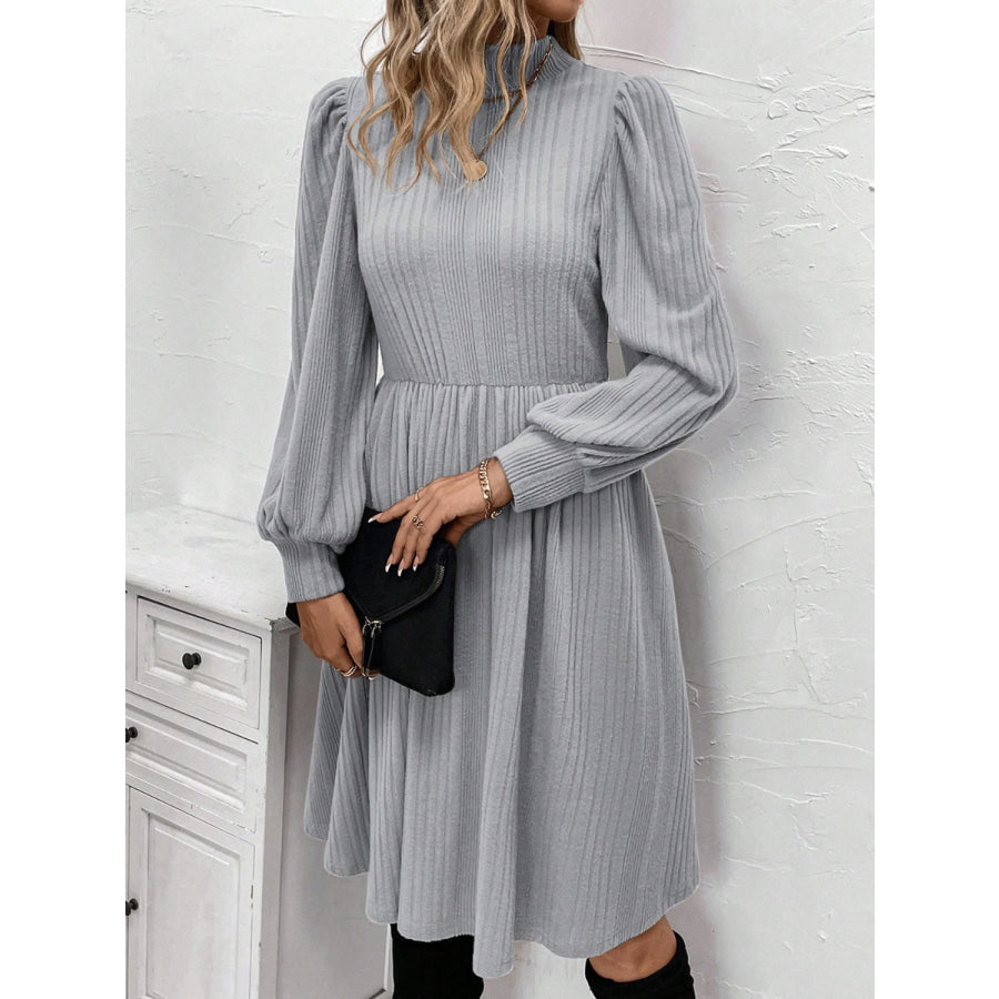 Textured Turtleneck Long Sleeve Dress Apparel and Accessories