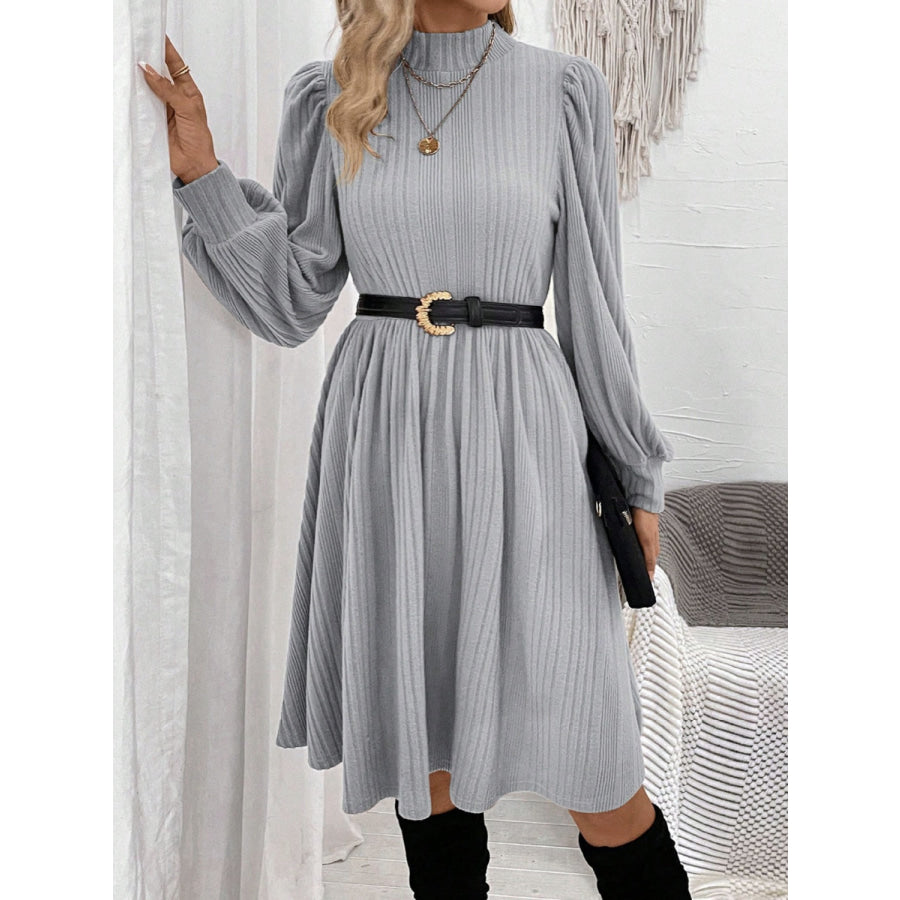 Textured Turtleneck Long Sleeve Dress Apparel and Accessories