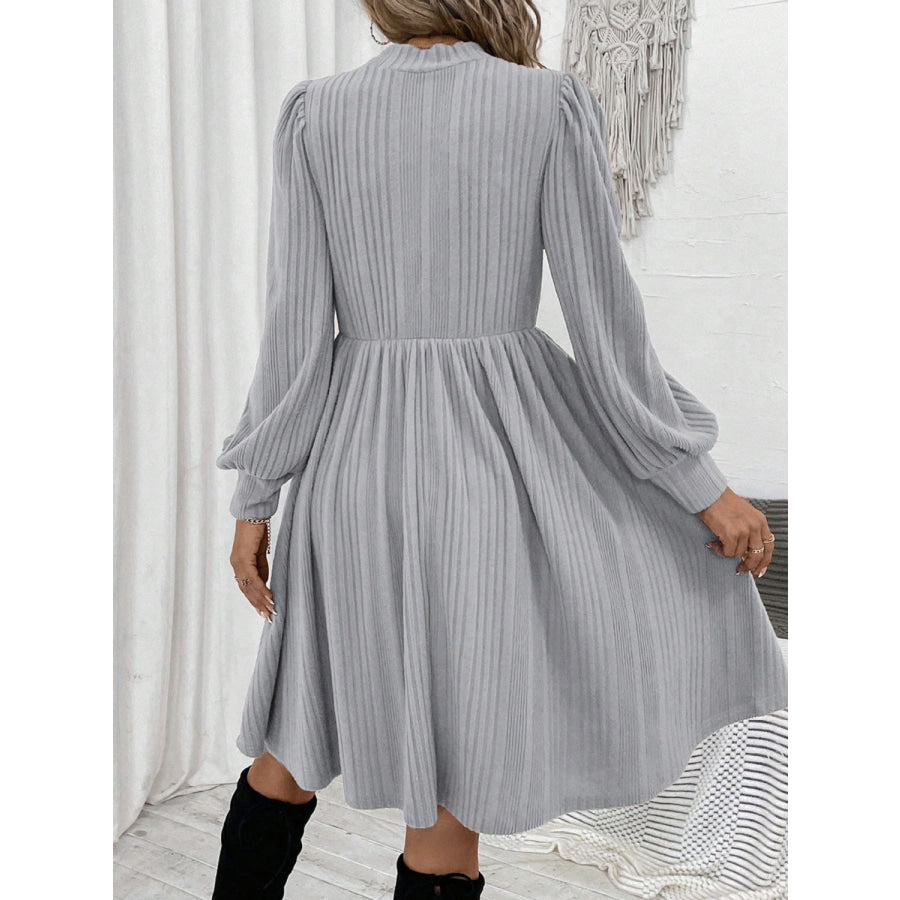 Textured Turtleneck Long Sleeve Dress Apparel and Accessories