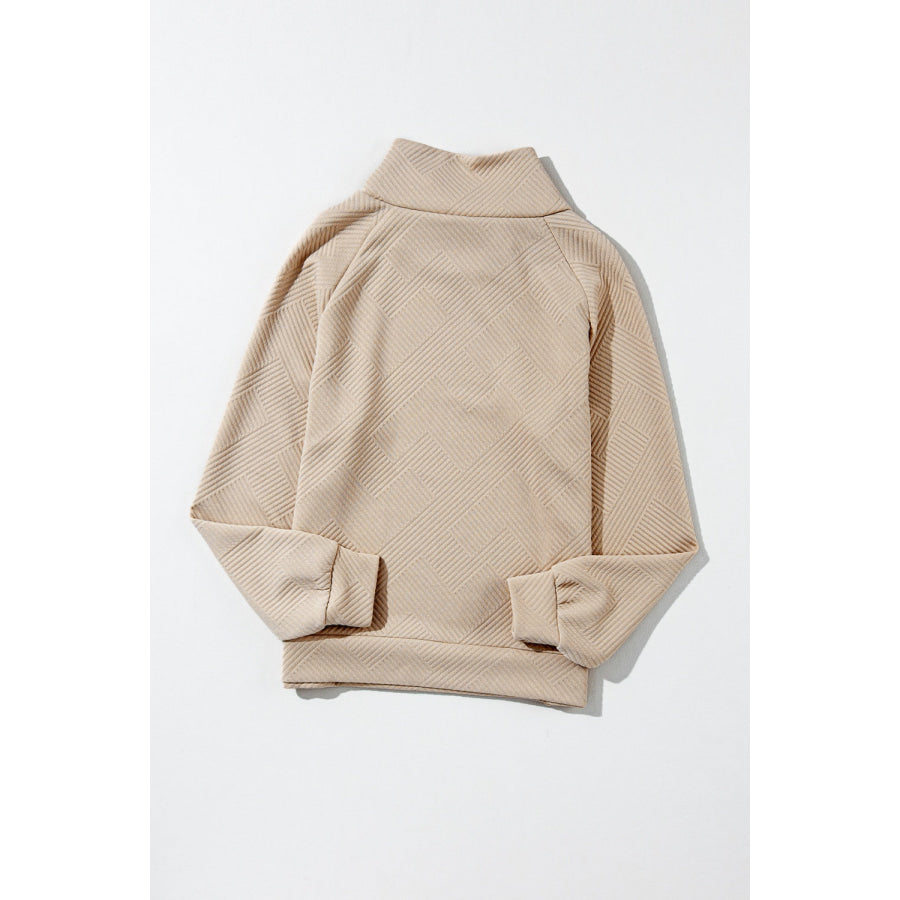 Textured Turtleneck Long Sleeve Sweatshirt Apparel and Accessories