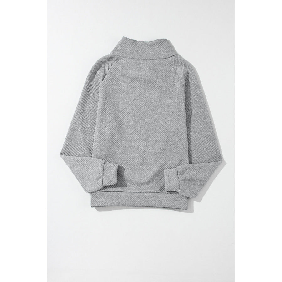 Textured Turtleneck Long Sleeve Sweatshirt Apparel and Accessories