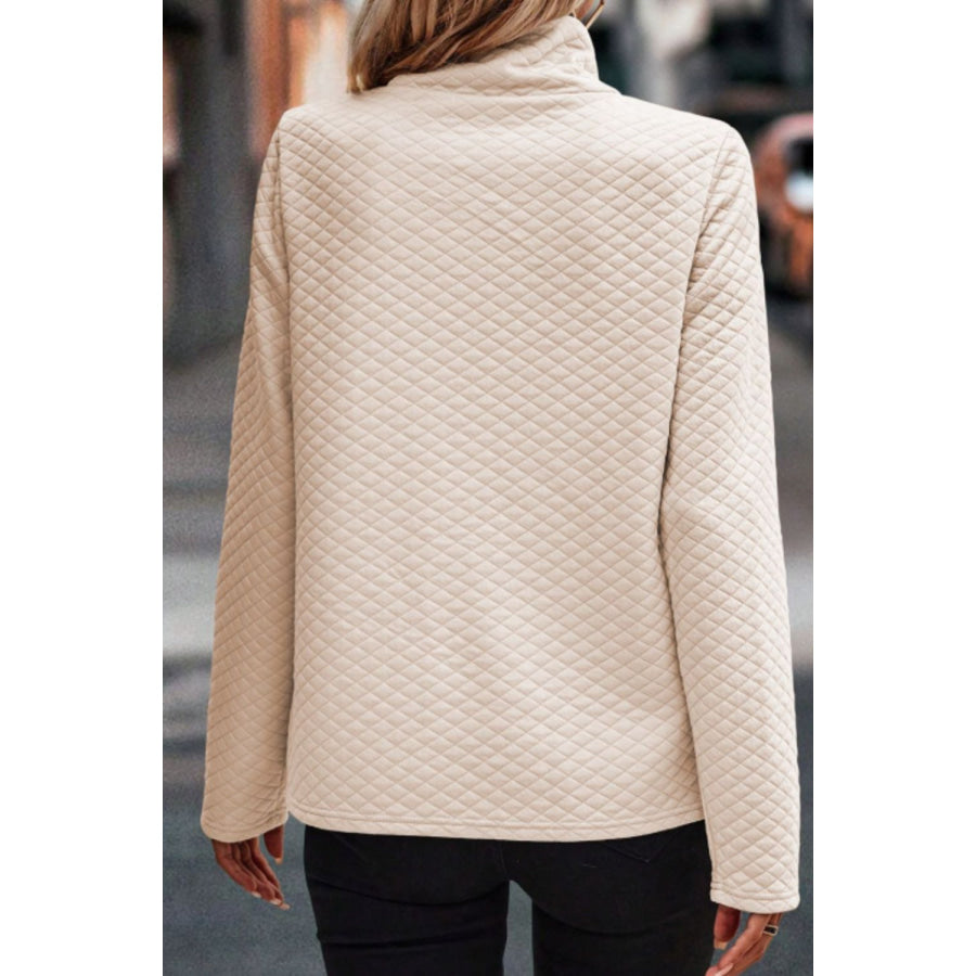 Textured Turtleneck Long Sleeve Sweatshirt Apparel and Accessories