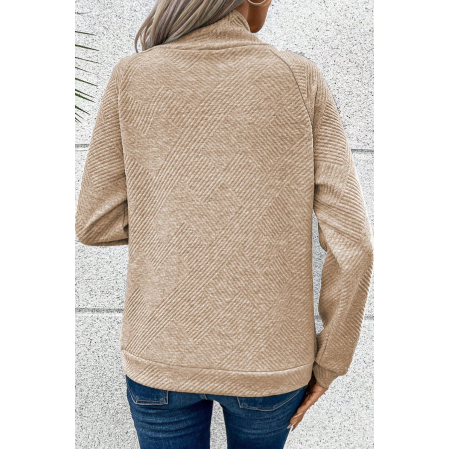 Textured Turtleneck Long Sleeve Sweatshirt Apparel and Accessories