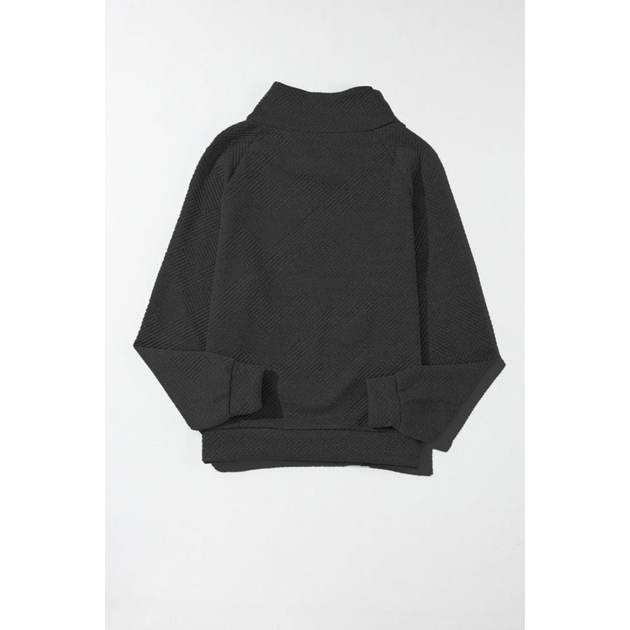 Textured Turtleneck Long Sleeve Sweatshirt Apparel and Accessories