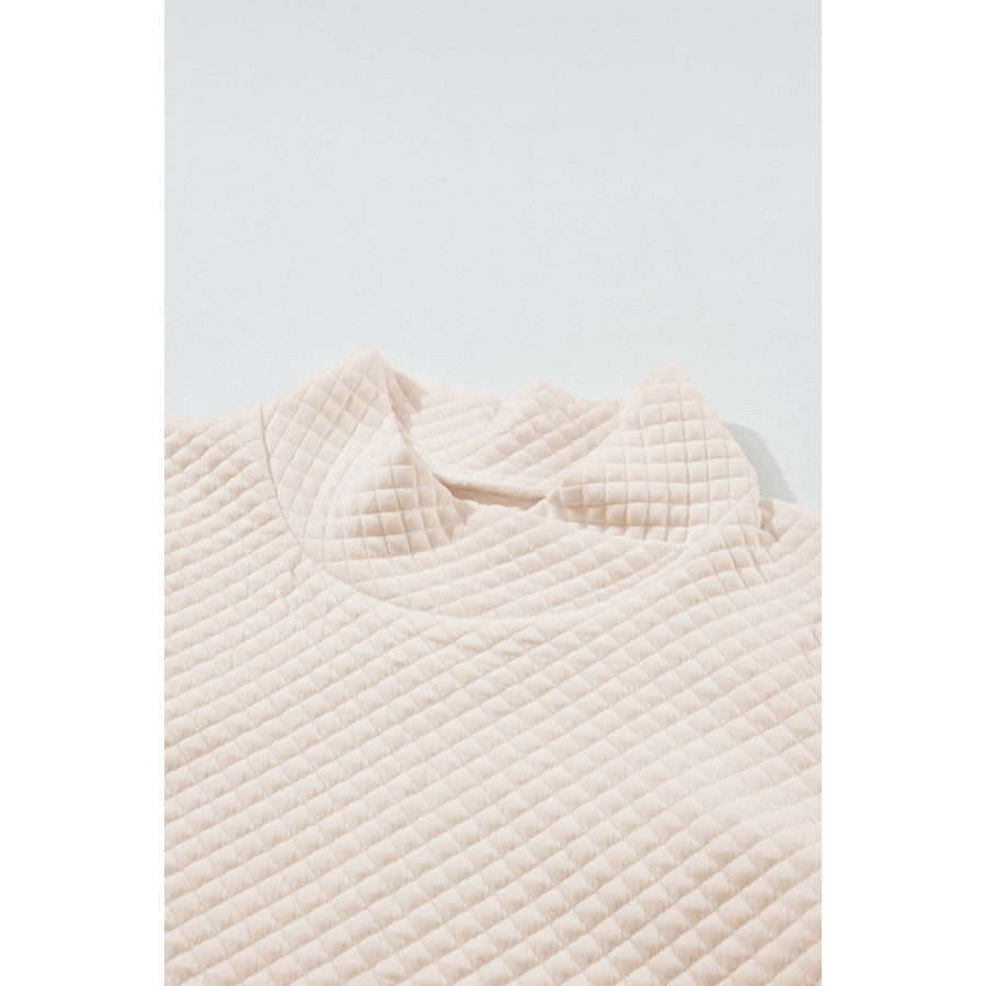 Textured Turtleneck Long Sleeve Sweatshirt Apparel and Accessories