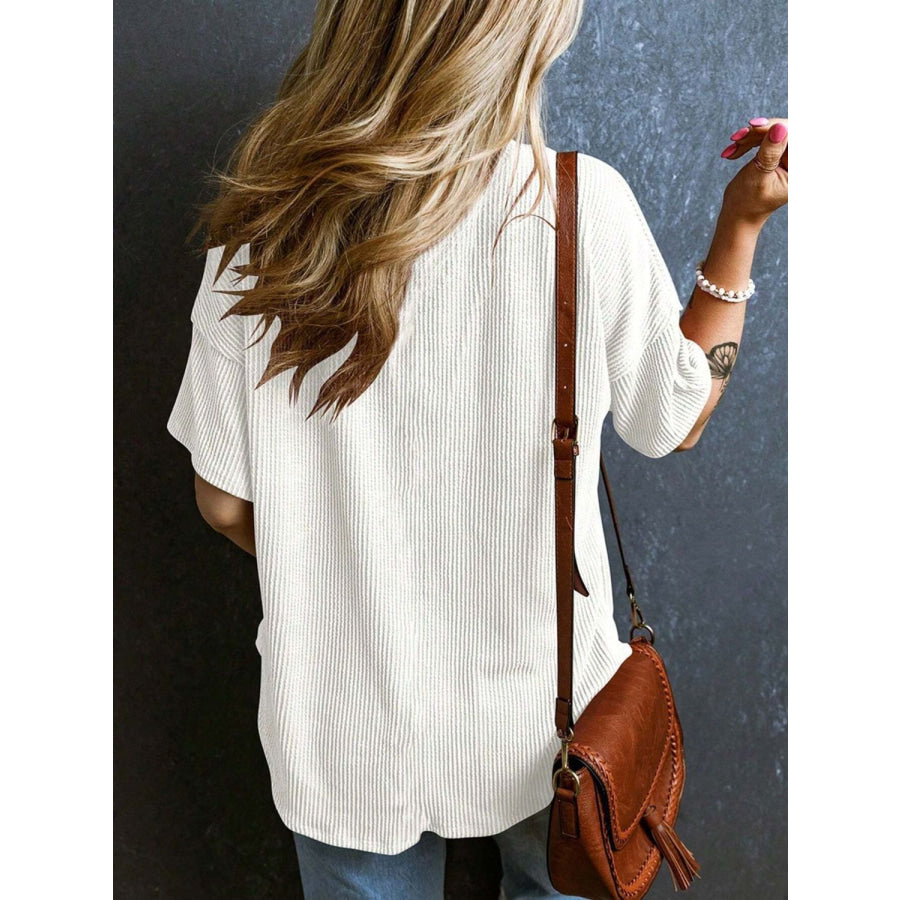 Textured V-Neck Half Sleeve T-Shirt Apparel and Accessories