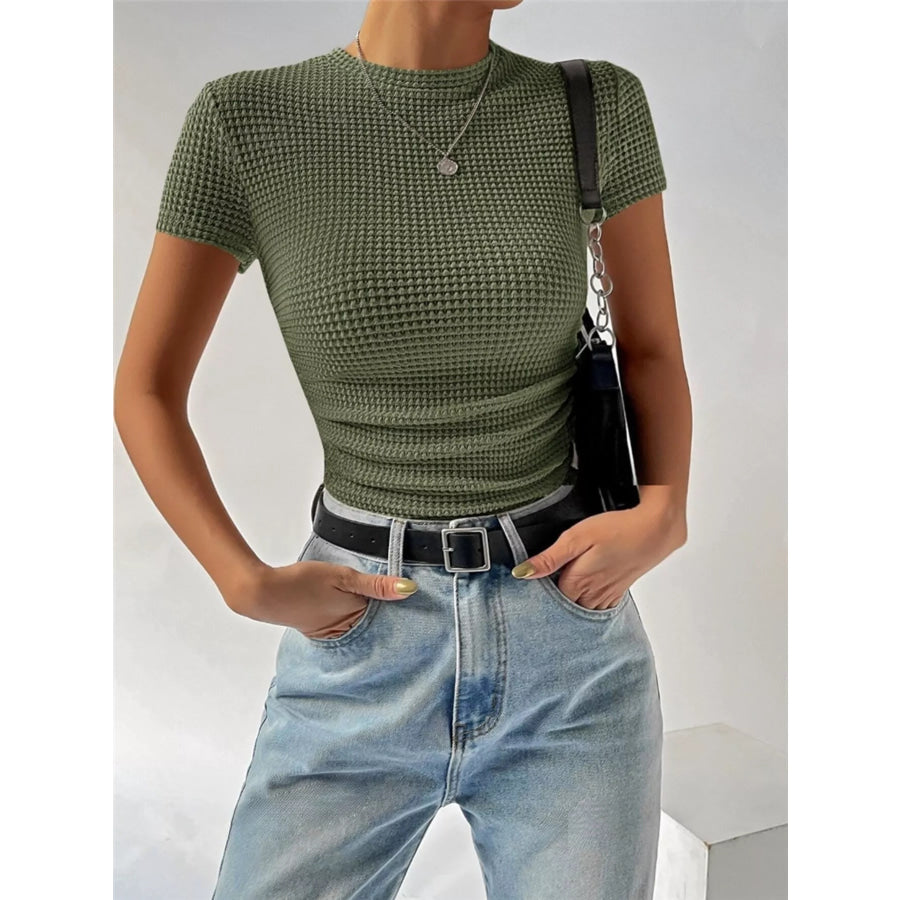 Textured Waffle Knit Slim Fit T-Shirt Apparel and Accessories