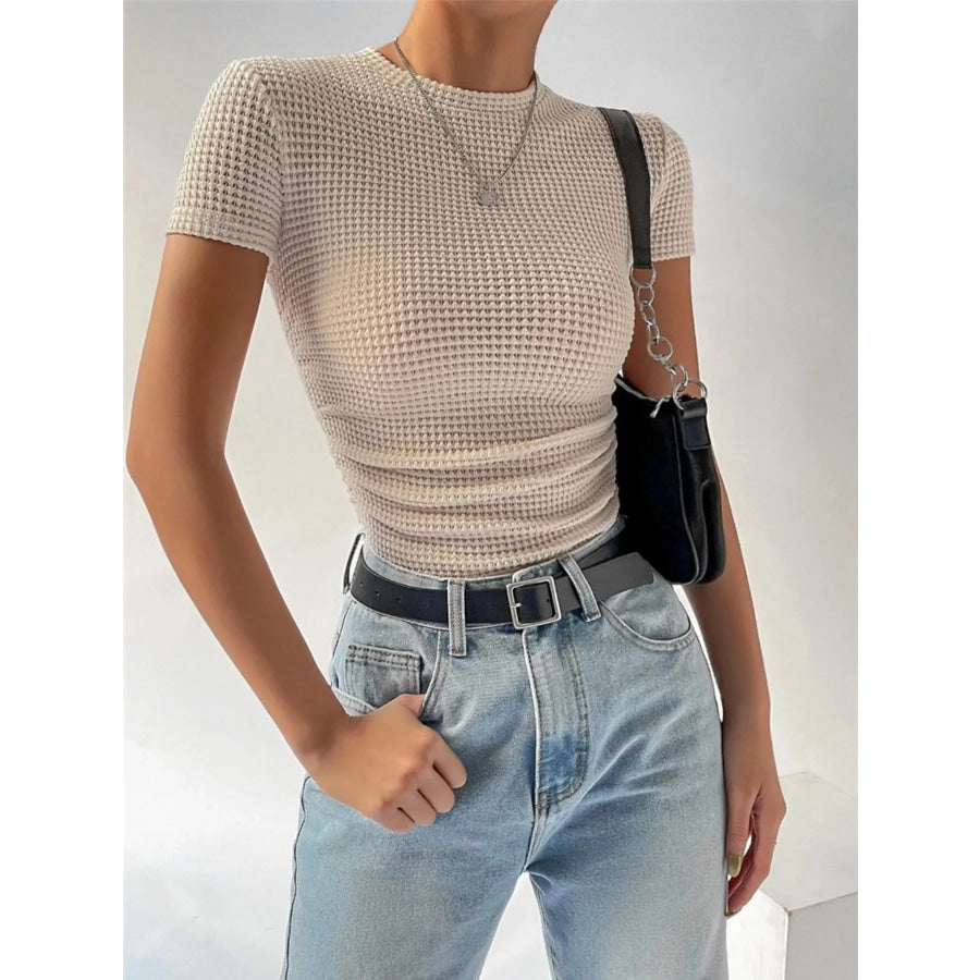 Textured Waffle Knit Slim Fit T-Shirt Apparel and Accessories