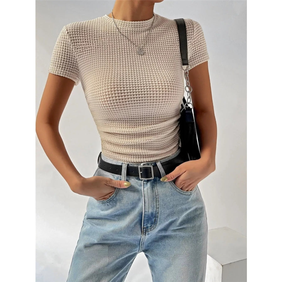 Textured Waffle Knit Slim Fit T-Shirt Apparel and Accessories