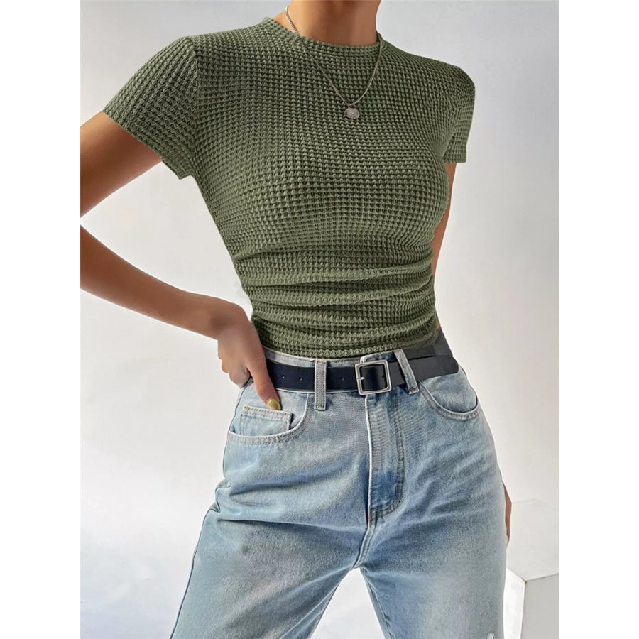 Textured Waffle Knit Slim Fit T-Shirt Apparel and Accessories