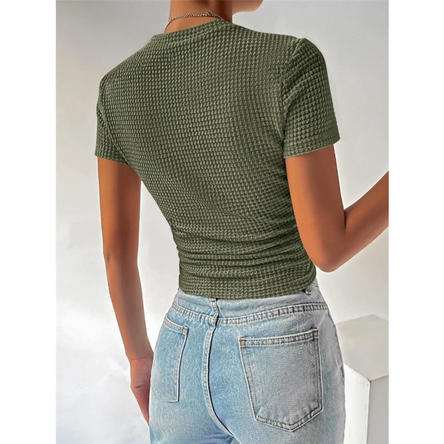 Textured Waffle Knit Slim Fit T-Shirt Apparel and Accessories