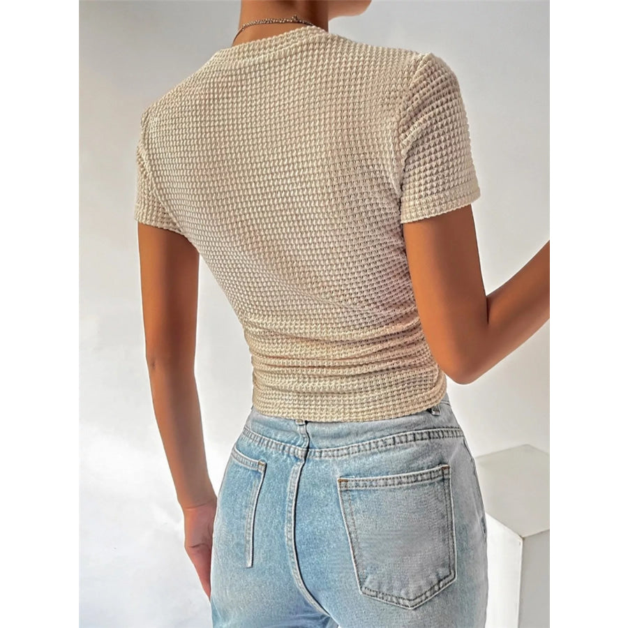 Textured Waffle Knit Slim Fit T-Shirt Apparel and Accessories