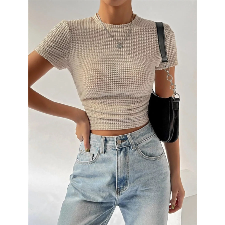 Textured Waffle Knit Slim Fit T-Shirt Apparel and Accessories