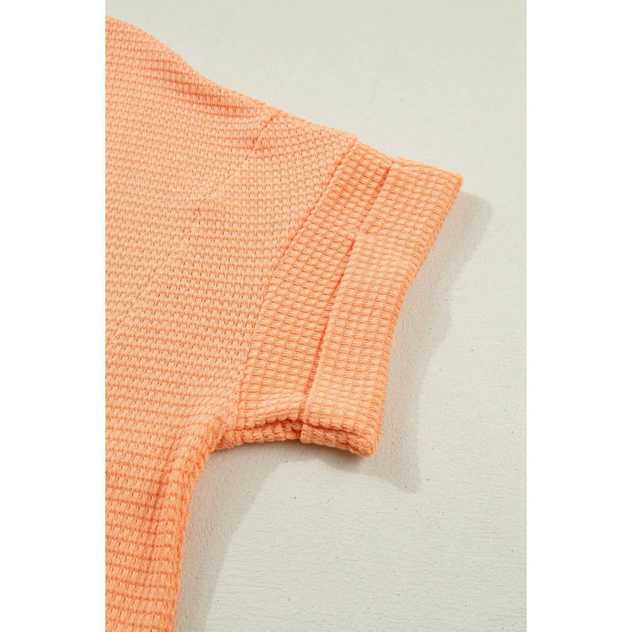 Textured Waffle Knit V-Neck T-Shirt Apparel and Accessories