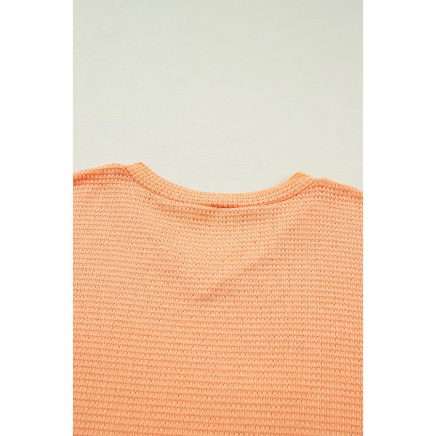 Textured Waffle Knit V-Neck T-Shirt Apparel and Accessories