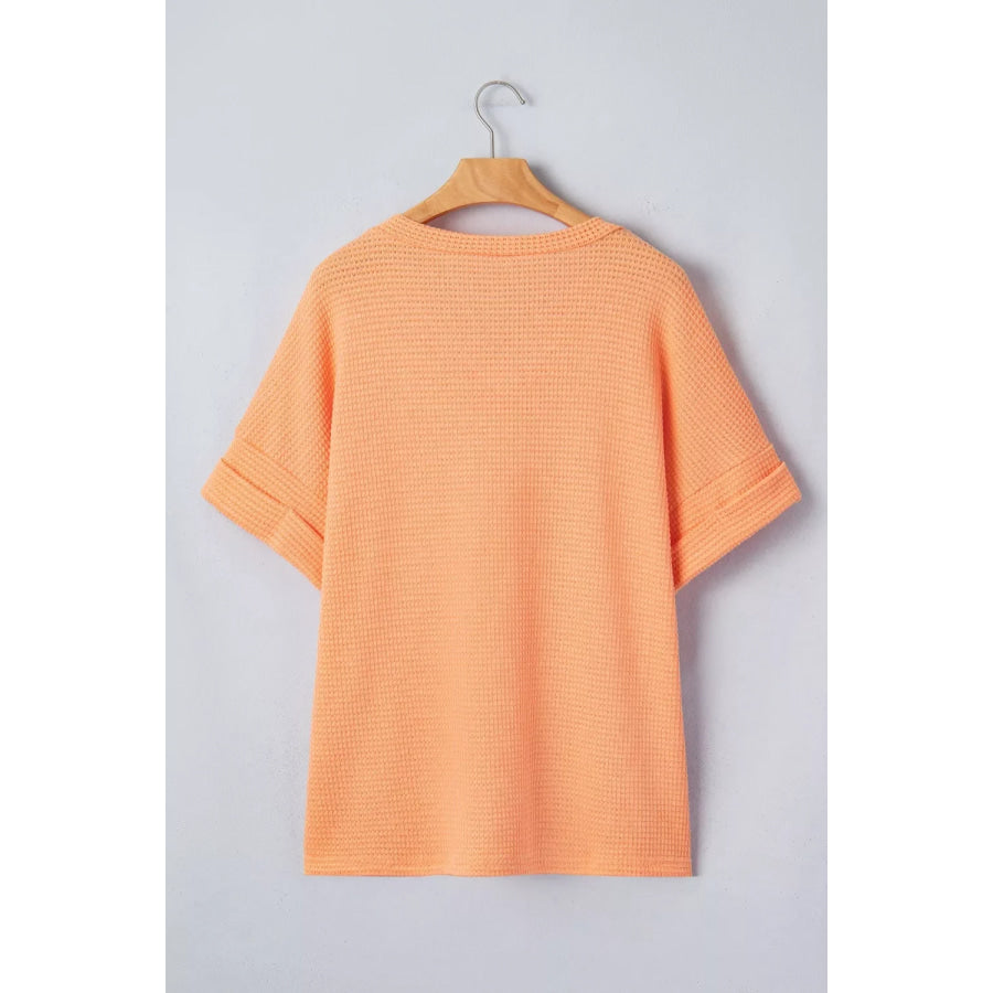 Textured Waffle Knit V-Neck T-Shirt Apparel and Accessories