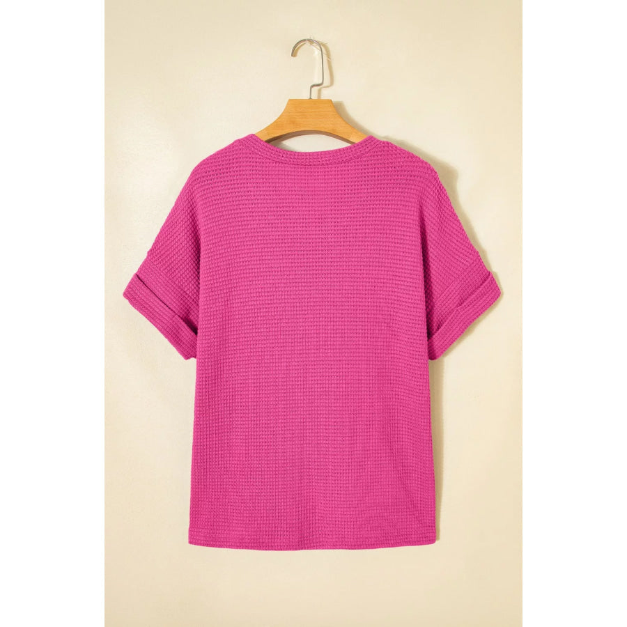 Textured Waffle Knit V-Neck T-Shirt Apparel and Accessories