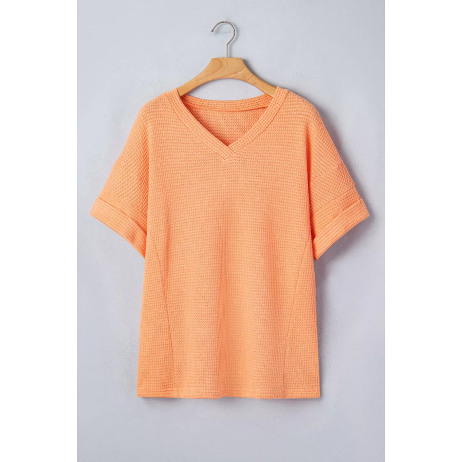 Textured Waffle Knit V-Neck T-Shirt Apparel and Accessories