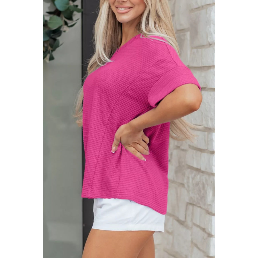 Textured Waffle Knit V-Neck T-Shirt Apparel and Accessories