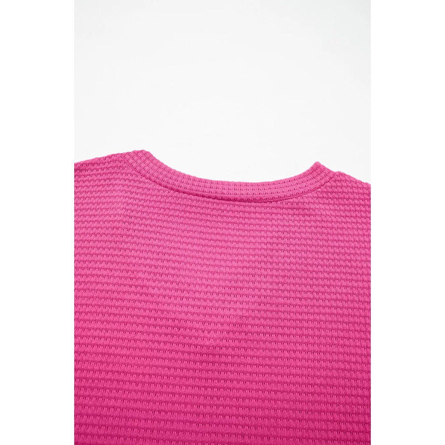 Textured Waffle Knit V-Neck T-Shirt Apparel and Accessories