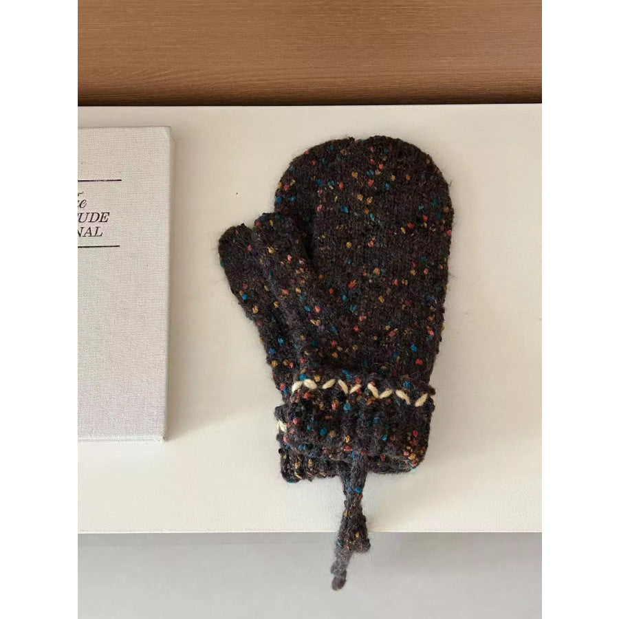 Textured Warm Mittens Brown / One Size Apparel and Accessories