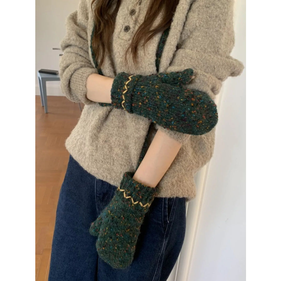 Textured Warm Mittens Green / One Size Apparel and Accessories