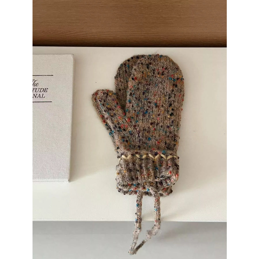 Textured Warm Mittens Khaki / One Size Apparel and Accessories