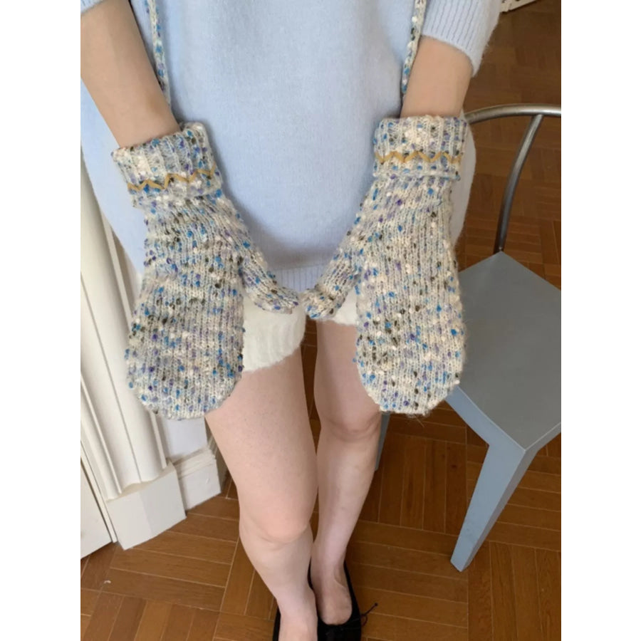Textured Warm Mittens Light Blue / One Size Apparel and Accessories
