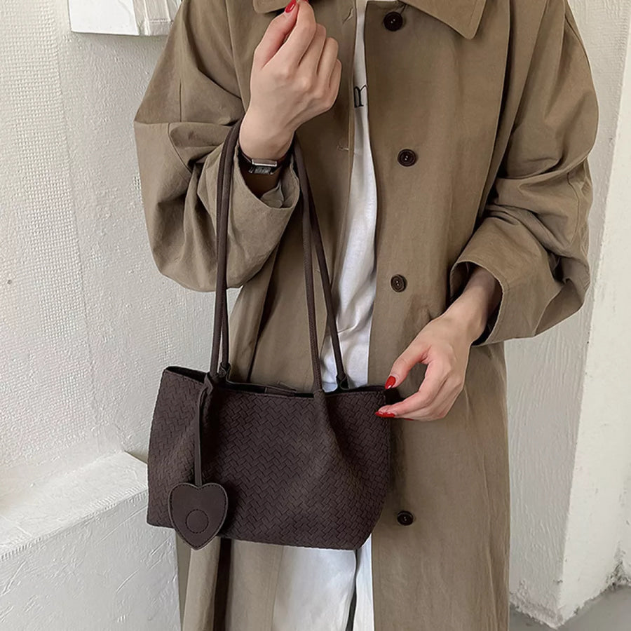 Textured Woven Shoulder Bag Brown / onesize Apparel and Accessories