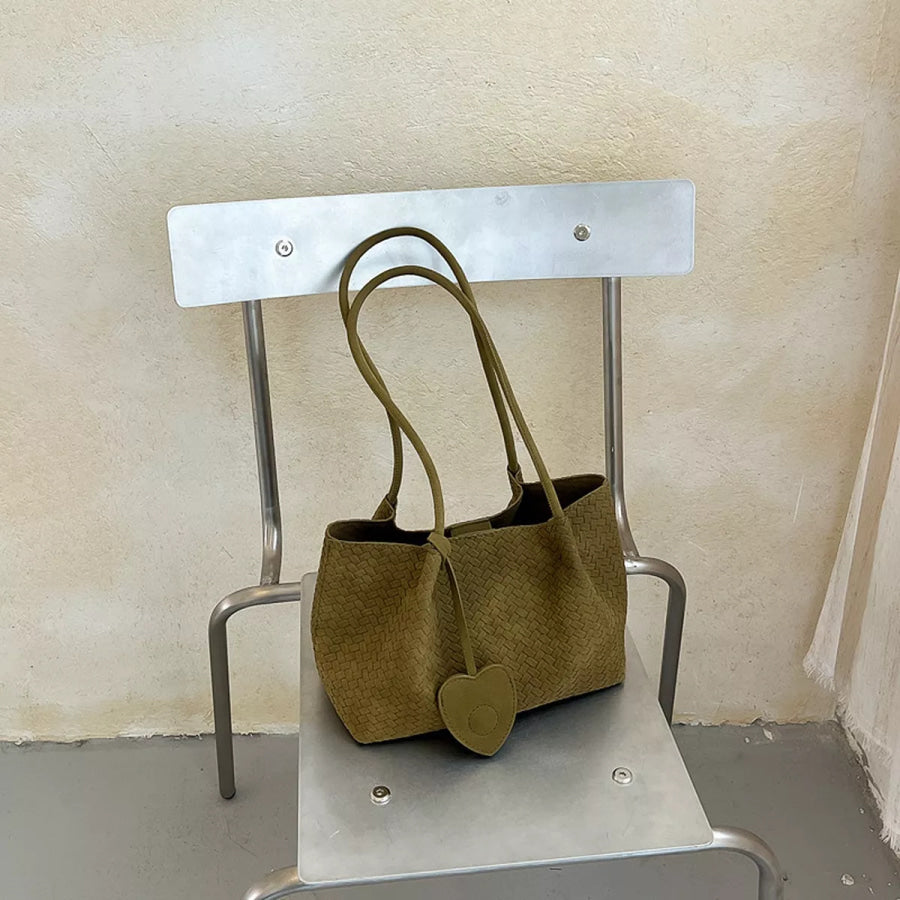 Textured Woven Shoulder Bag Green / onesize Apparel and Accessories