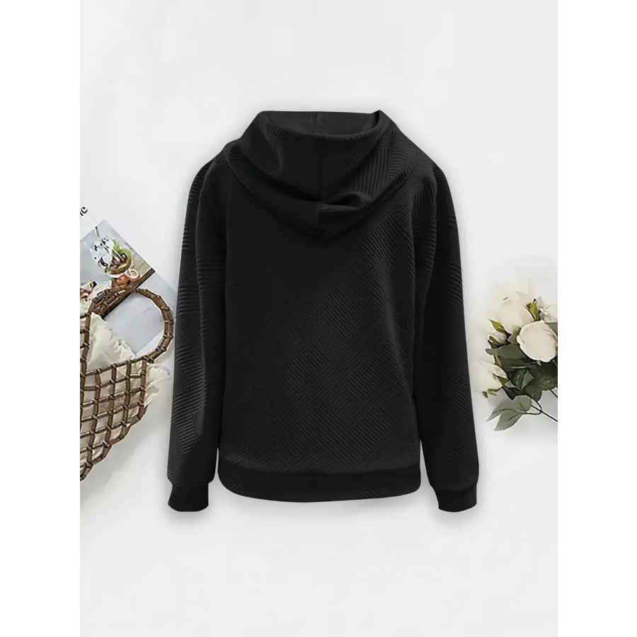 Textured Zip-Up Hooded Jacket Apparel and Accessories