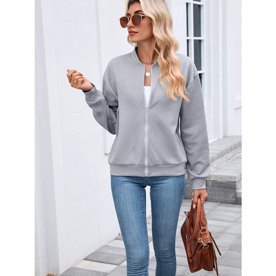 Textured Zip Up Jacket Apparel and Accessories